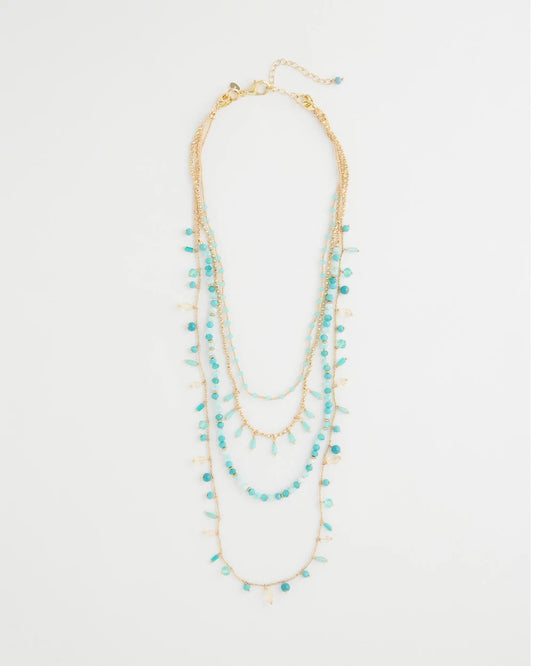 Chico's Multi-Strand Aqua Layering Necklace Aqua