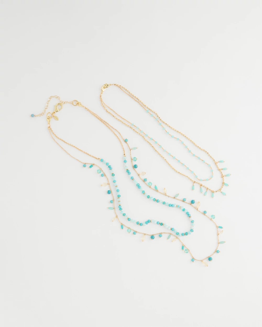 Chico's Multi-Strand Aqua Layering Necklace Aqua