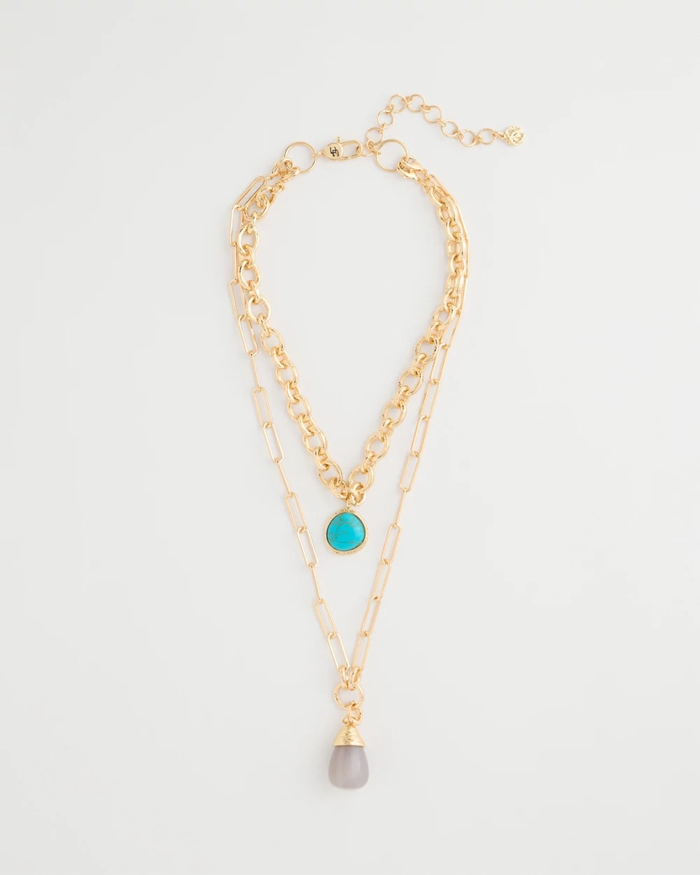 Chico's Double-Strand Blue Pendant Necklace Aqua