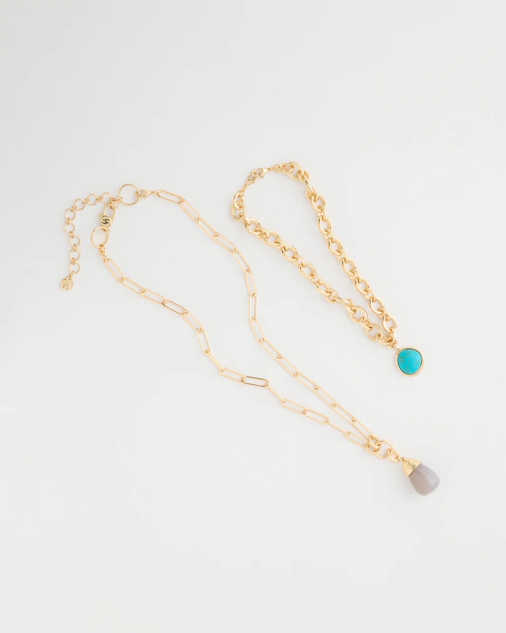 Chico's Double-Strand Blue Pendant Necklace Aqua