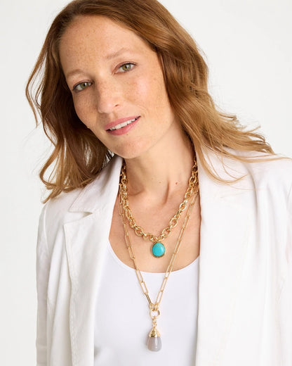 Chico's Double-Strand Blue Pendant Necklace Aqua