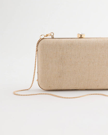 Chico's Shell Embellished Clutch Natural