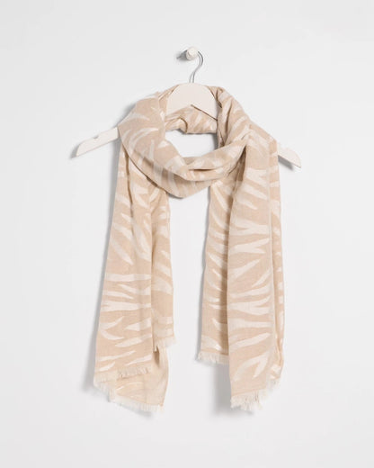 Chico's Neutral Zebra Jacquard Oblong Scarf Neutral