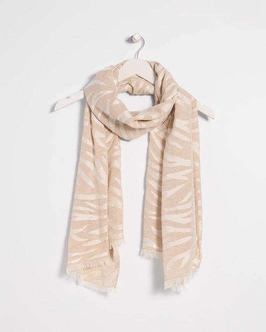 Chico's Neutral Zebra Jacquard Oblong Scarf Neutral