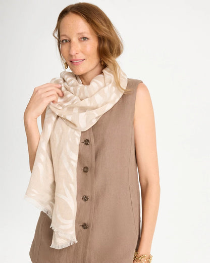 Chico's Neutral Zebra Jacquard Oblong Scarf Neutral