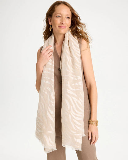 Chico's Neutral Zebra Jacquard Oblong Scarf Neutral