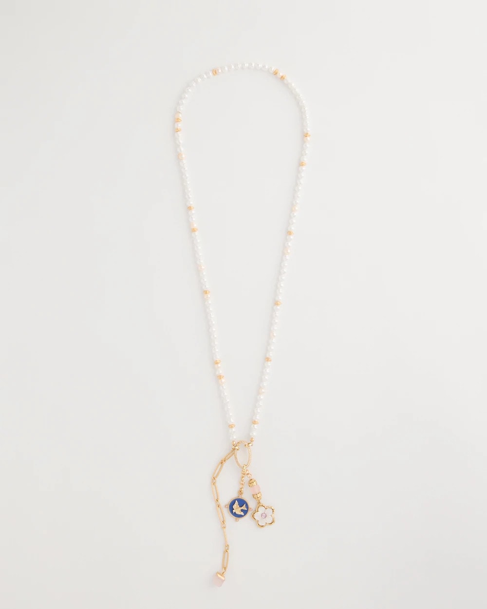 Chico's Medallion Pendant Pearl Necklace Orchid