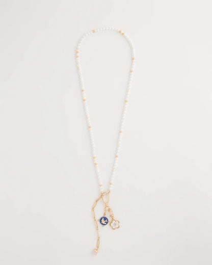 Chico's Medallion Pendant Pearl Necklace Orchid