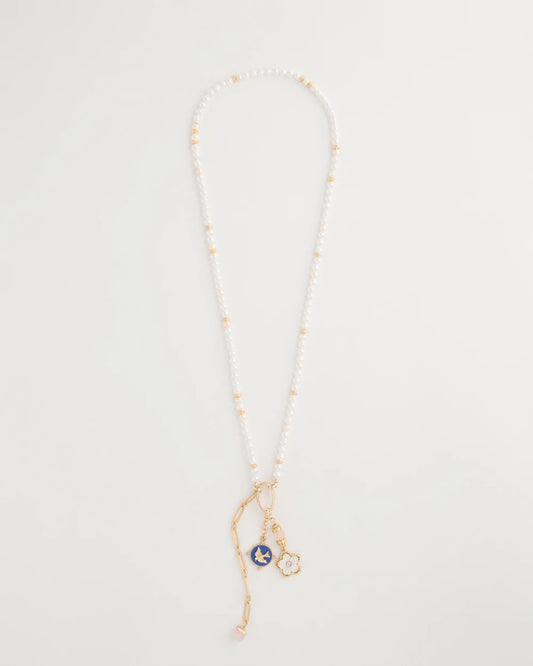 Chico's Medallion Pendant Pearl Necklace Orchid