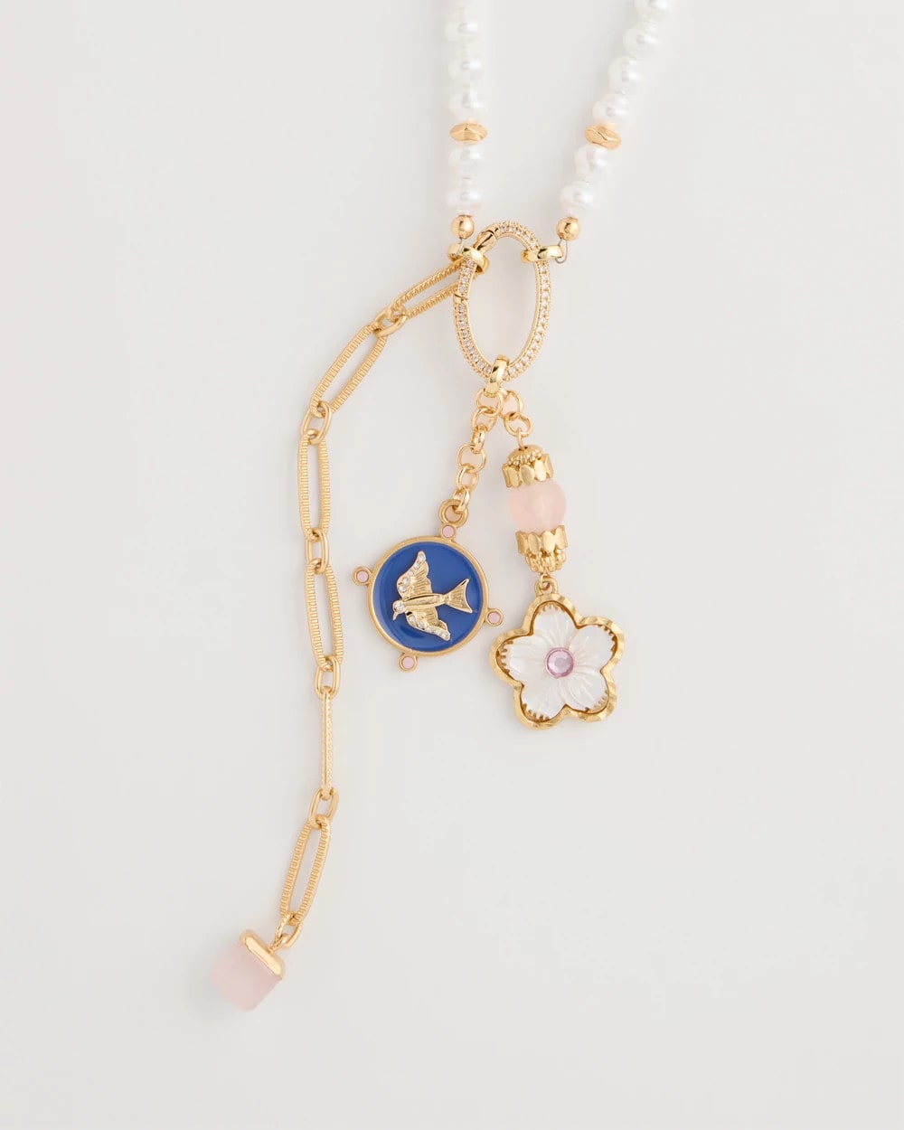 Chico's Medallion Pendant Pearl Necklace Orchid