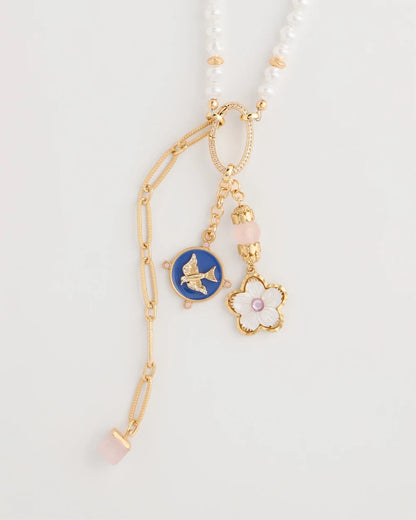 Chico's Medallion Pendant Pearl Necklace Orchid