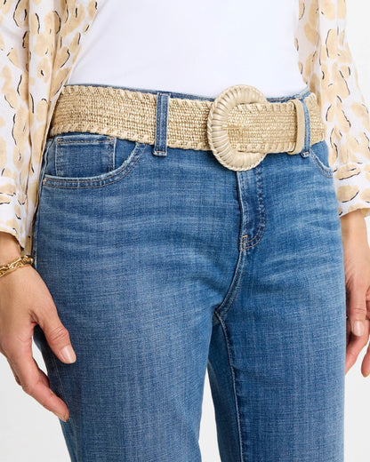 Chico's Chic Metallic Shine Stretch Belt Gold