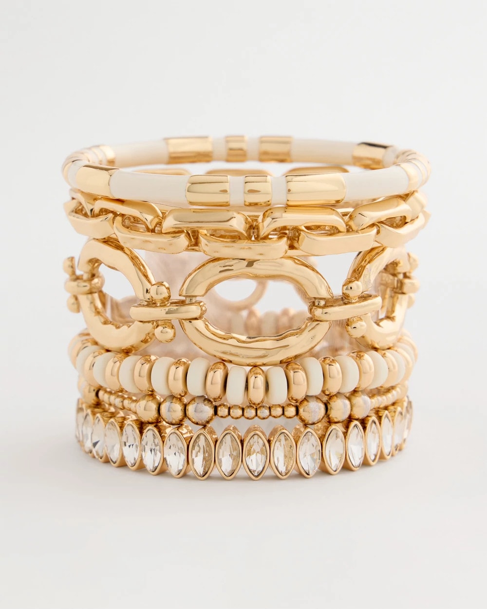 Chico's White Gold Slice Stretch Bracelet White