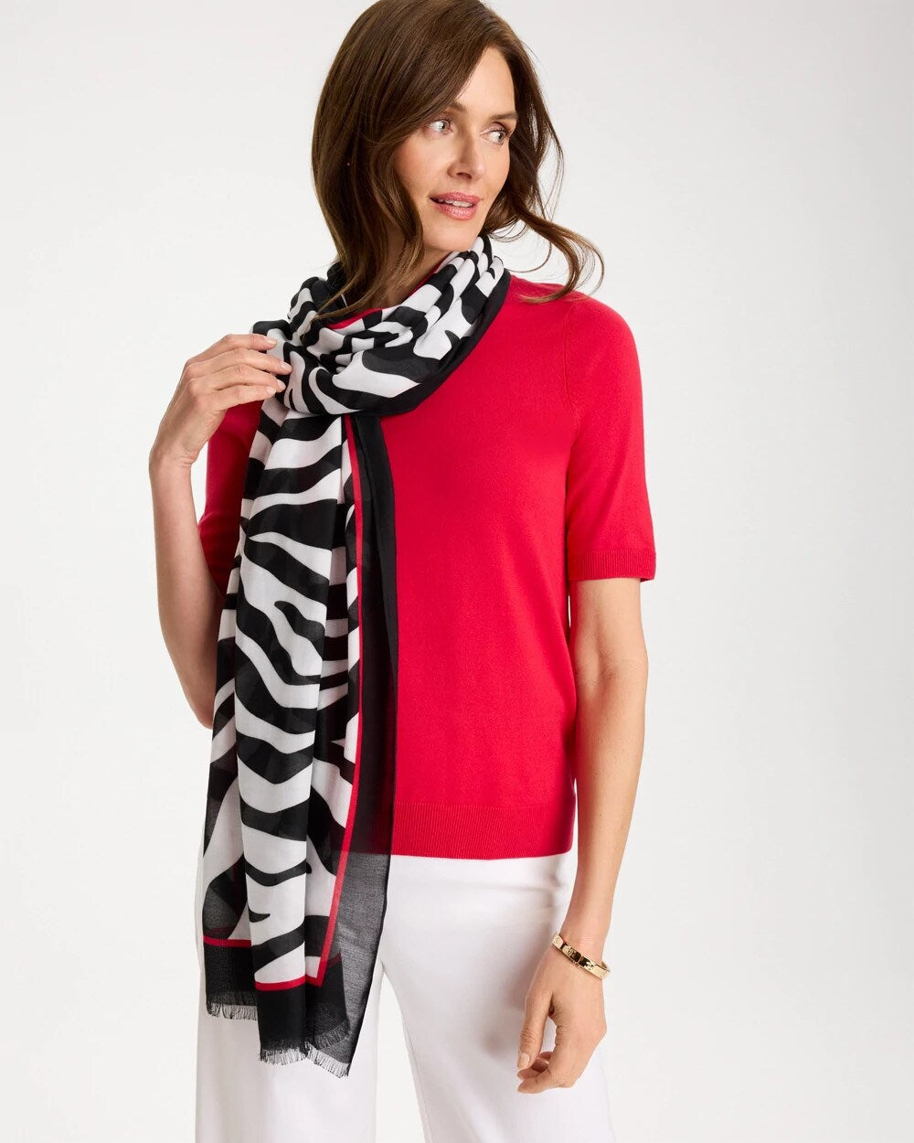 Chico's Animal Print Oblong Scarf Black