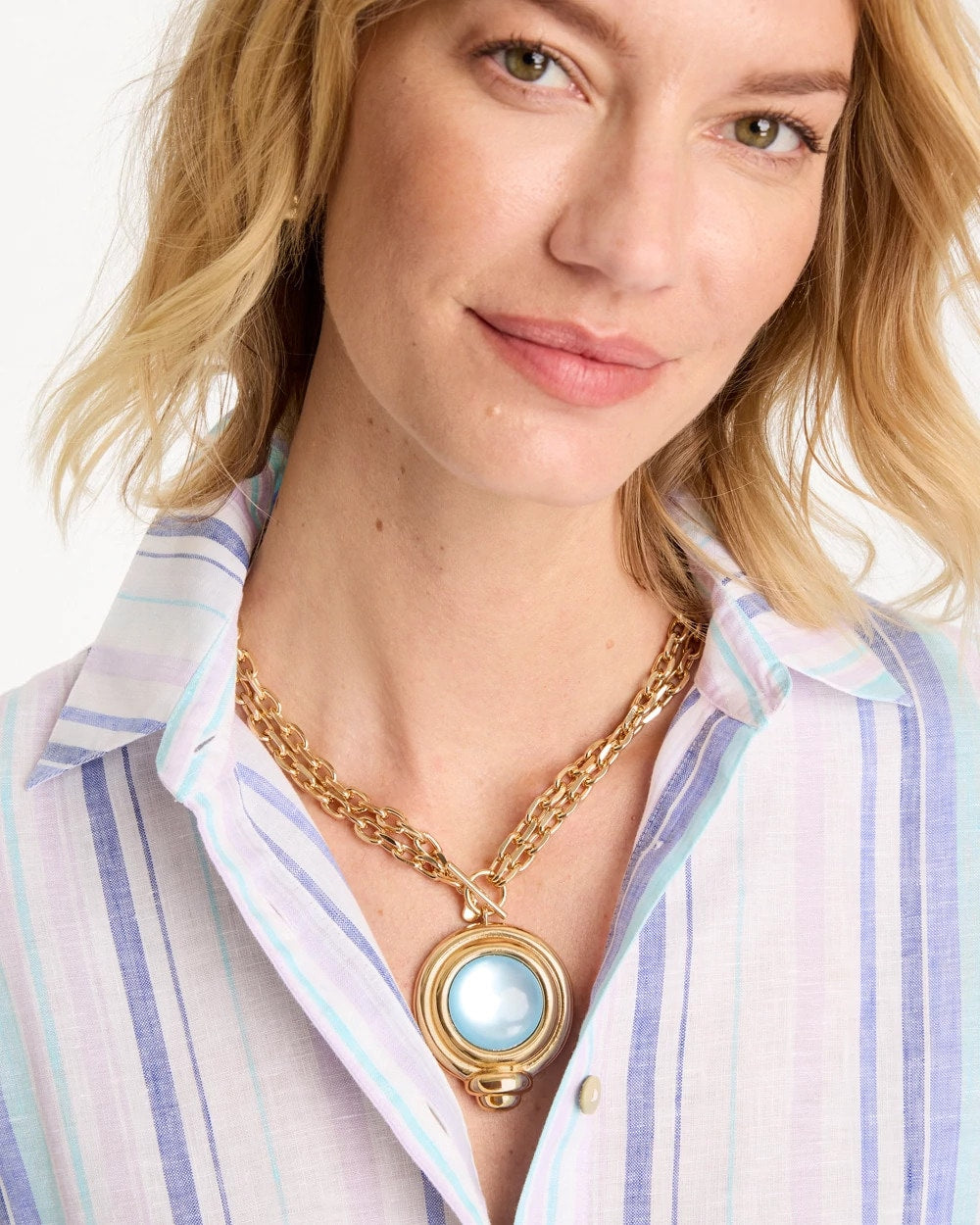 Chico's Twice As Nice Aqua Pendant Necklace Aqua