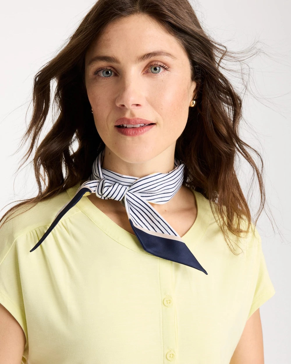 Chico's Striped Skinny Scarf Golden Haze