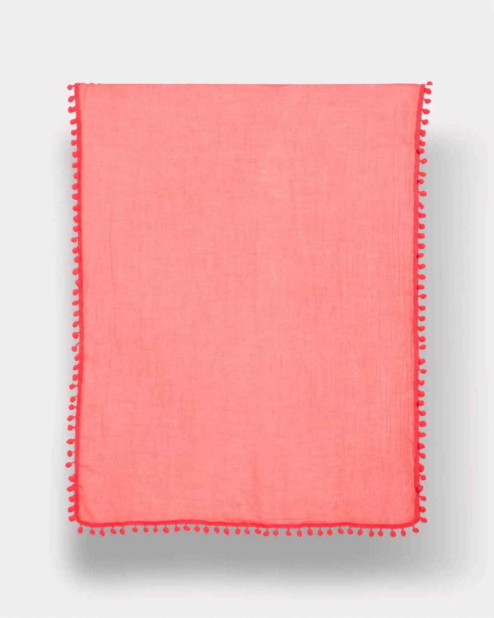 Chico's Pom Pom Oblong Scarf Calypso Coral