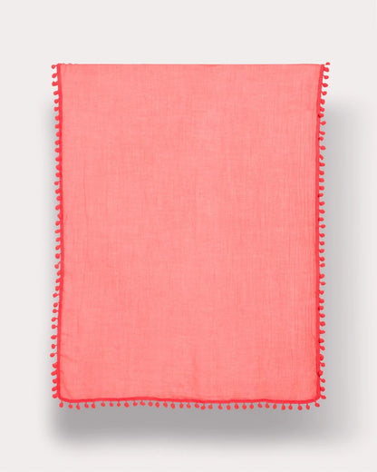 Chico's Pom Pom Oblong Scarf Calypso Coral