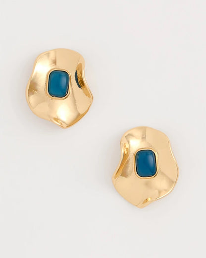 Chico's Blue Resin Cab Oversized Stud Earrings Blue