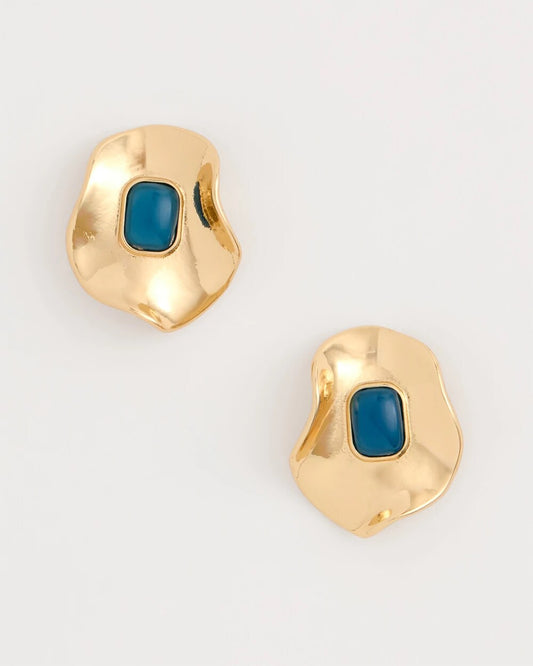 Chico's Blue Resin Cab Oversized Stud Earrings Blue