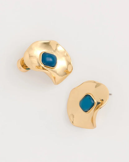 Chico's Blue Resin Cab Oversized Stud Earrings Blue