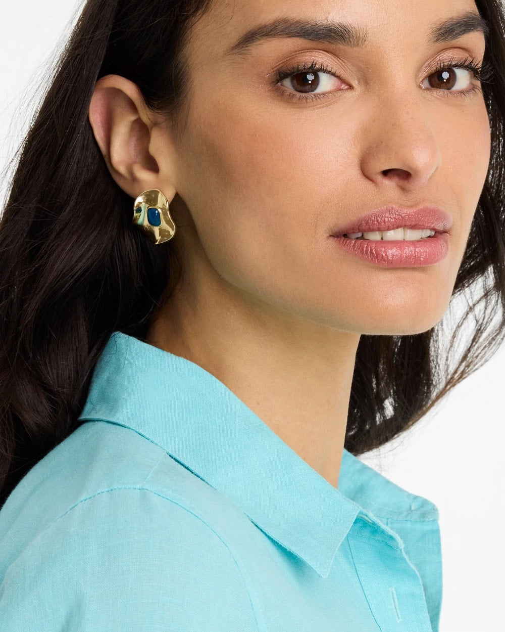 Chico's Blue Resin Cab Oversized Stud Earrings Blue