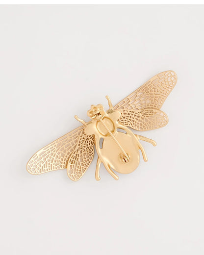 Chico's Sodalite Stone Pearl Bee Brooch Blue