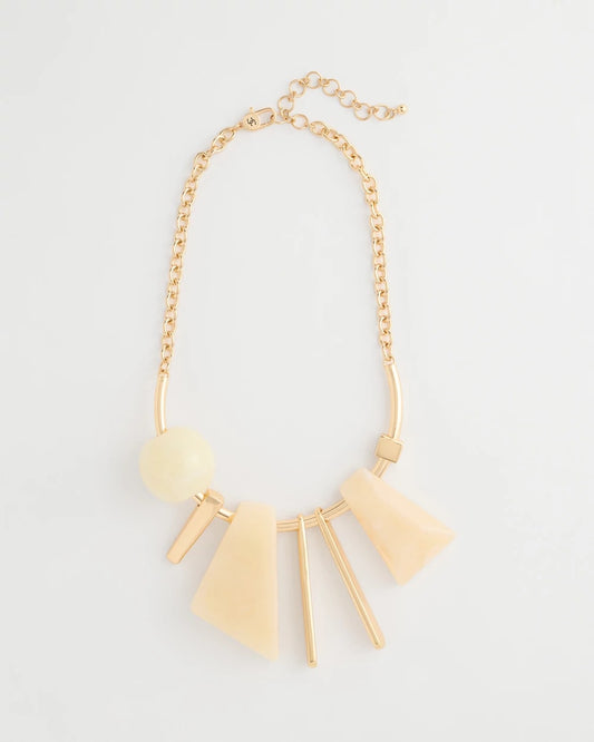 Chico's Faux Horn Geo Bib Necklace Neutral
