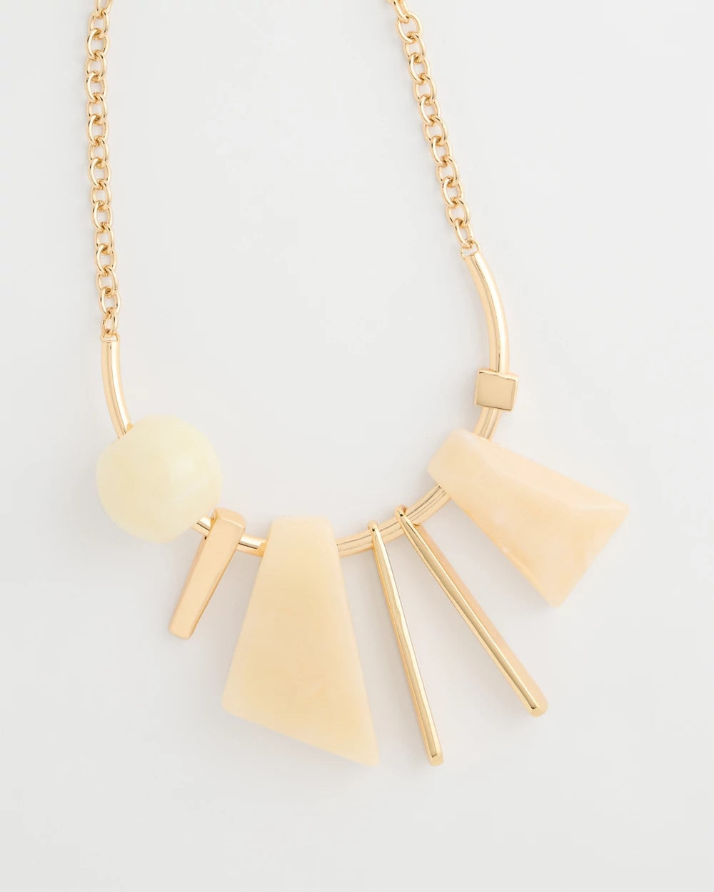 Chico's Faux Horn Geo Bib Necklace Neutral