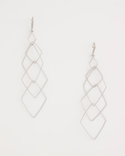 Chico's Geo Linear Drop Earrings Silver