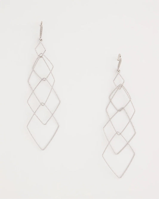 Chico's Geo Linear Drop Earrings Silver