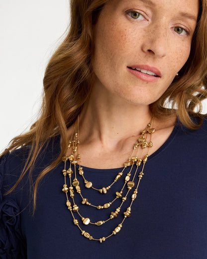 Chico's Golden Nugget Illusion Necklace Gold