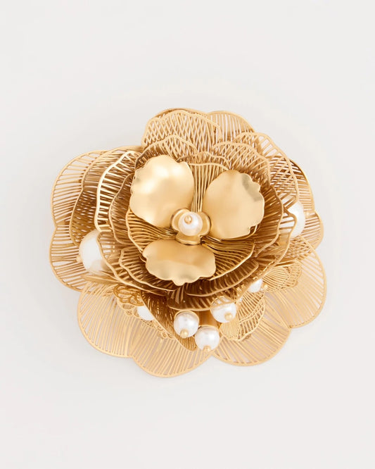 Chico's Filigree Flower Brooch Gold