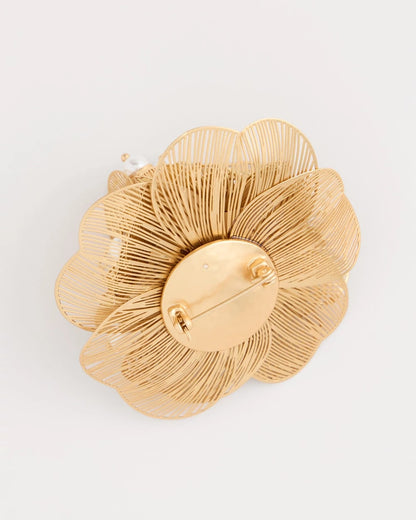 Chico's Filigree Flower Brooch Gold