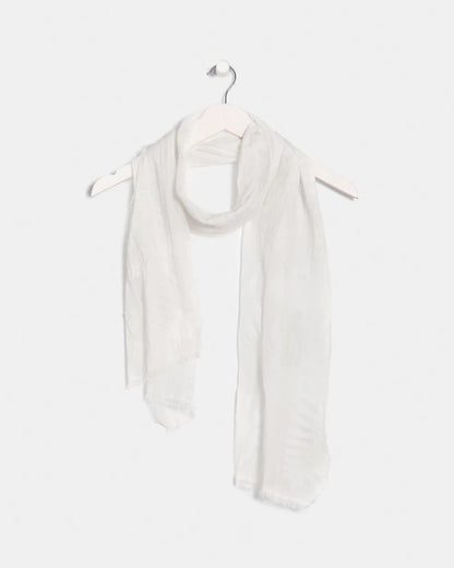 Chico's Textured Palms Oblong Scarf White