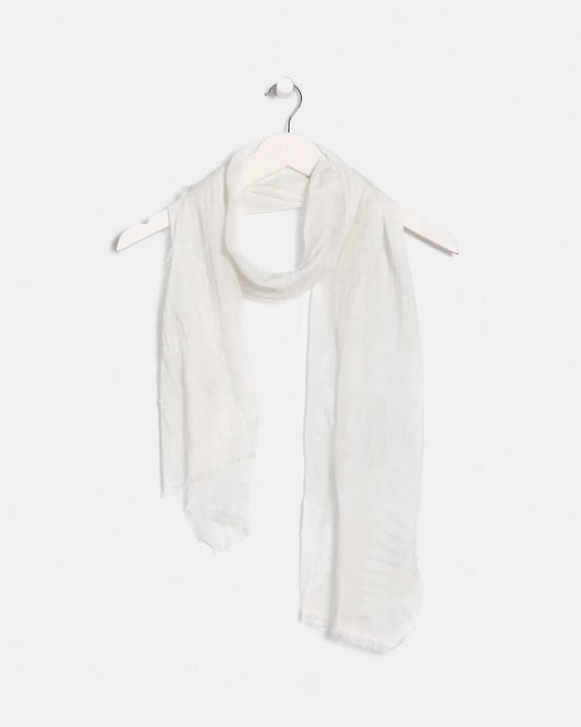 Chico's Textured Palms Oblong Scarf White