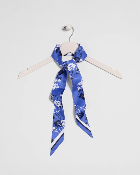 Chico's Dutch Floral Polka-Dot Skinny Scarf Amparo Blue
