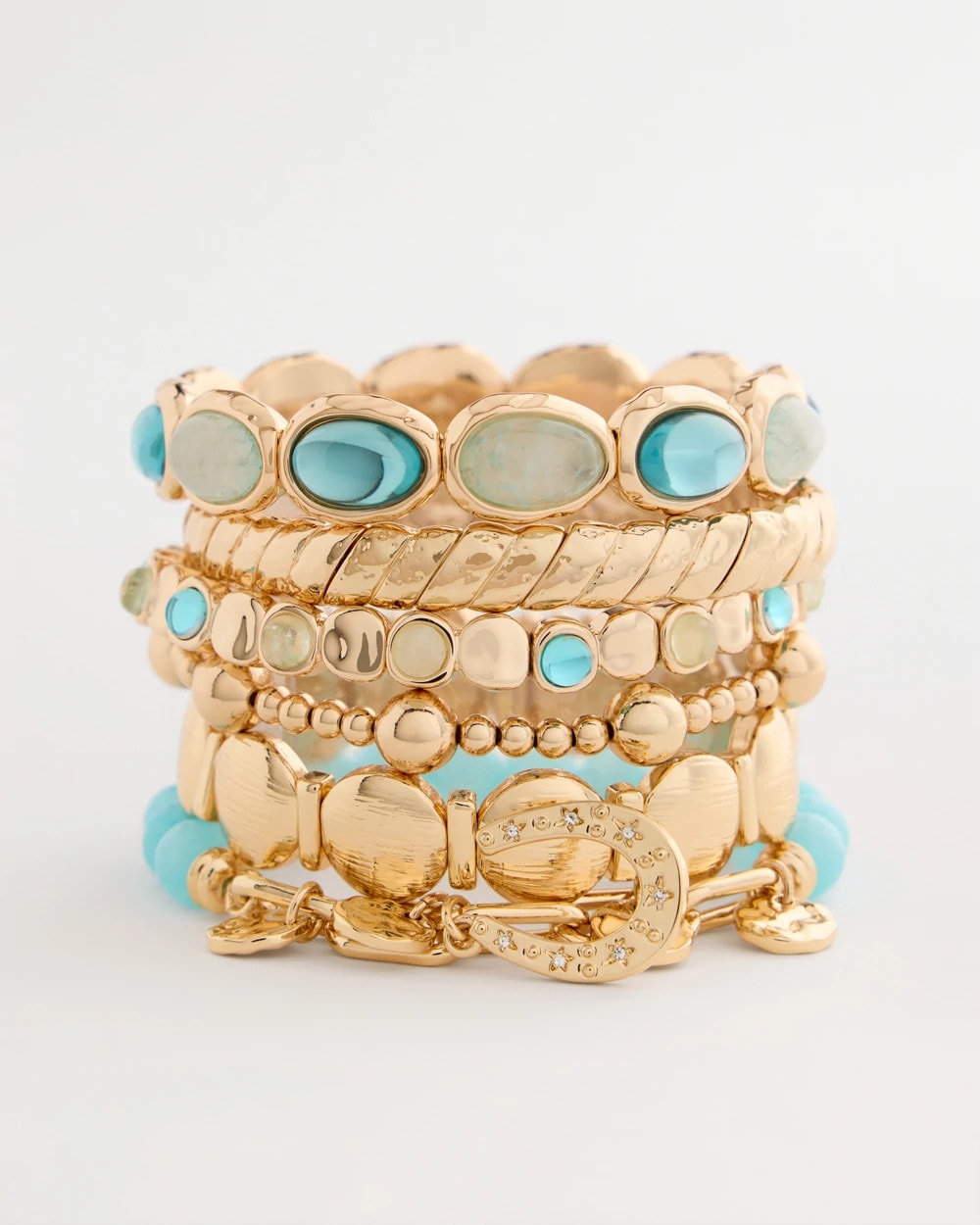 Chico's Quartz Stone Small Stretch Bracelet Light Blue