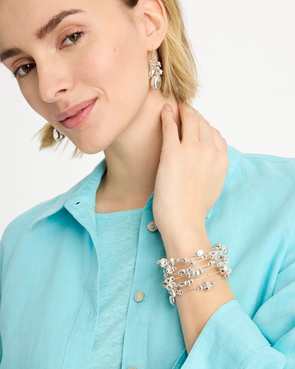 Chico's Silvertone Coil Bracelet Silver
