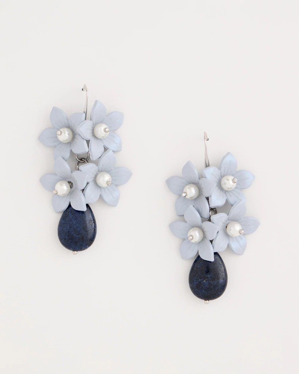 Chico's Lapis Lazuli Stone Flower Earrings Blue