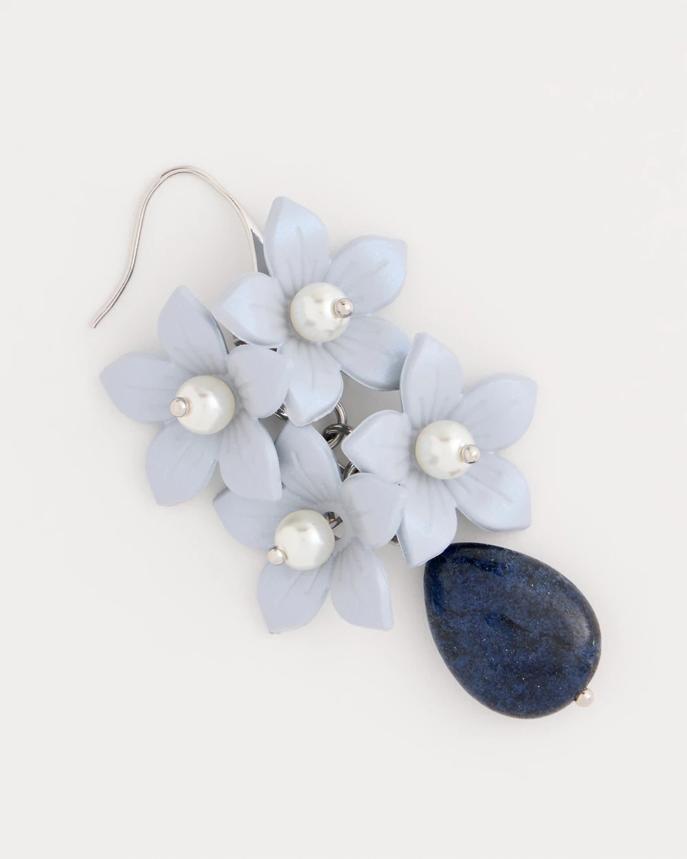Chico's Lapis Lazuli Stone Flower Earrings Blue