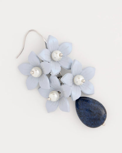 Chico's Lapis Lazuli Stone Flower Earrings Blue