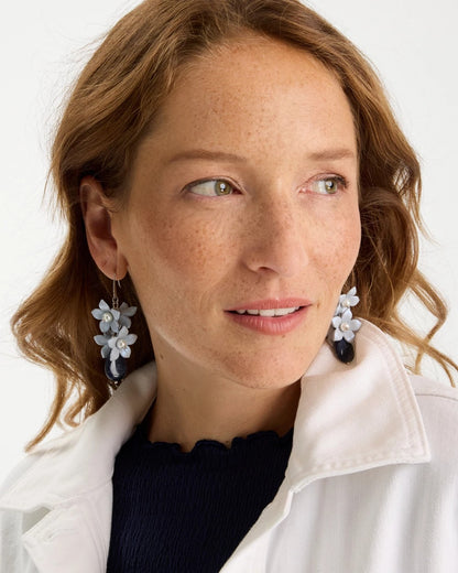 Chico's Lapis Lazuli Stone Flower Earrings Blue
