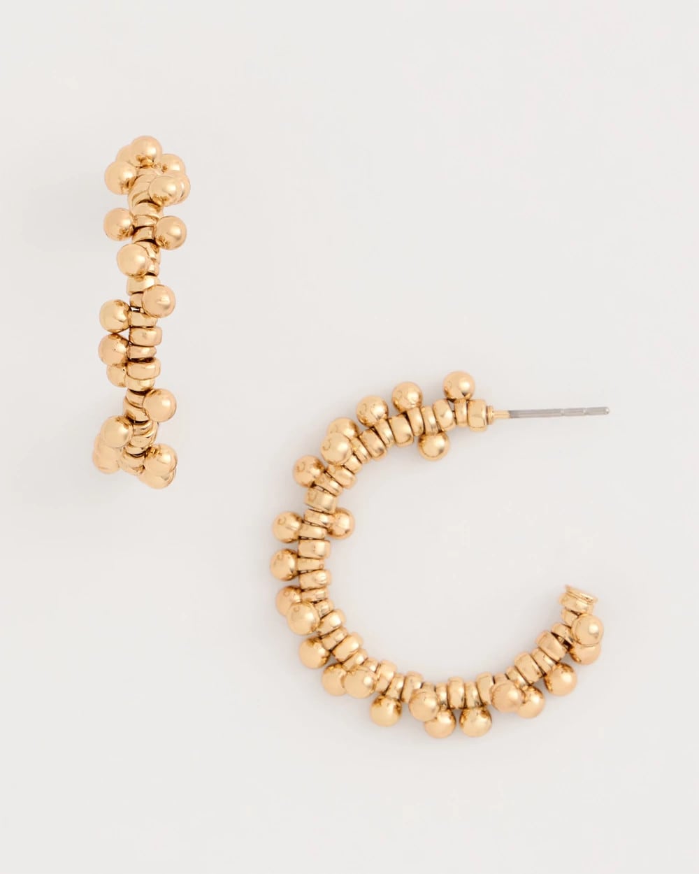 Chico's Golden Beaded Hoop Earrings Gold