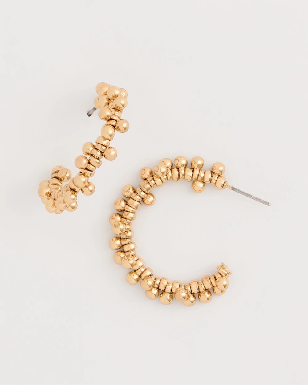 Chico's Golden Beaded Hoop Earrings Gold