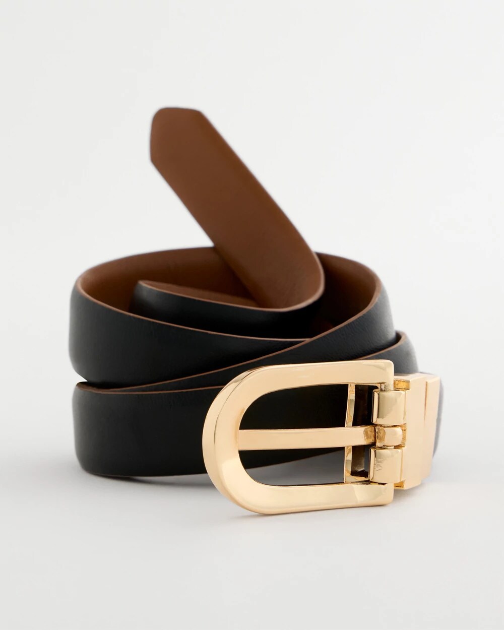 Chico's Skinny Reversible Trouser Belt Black/Brown