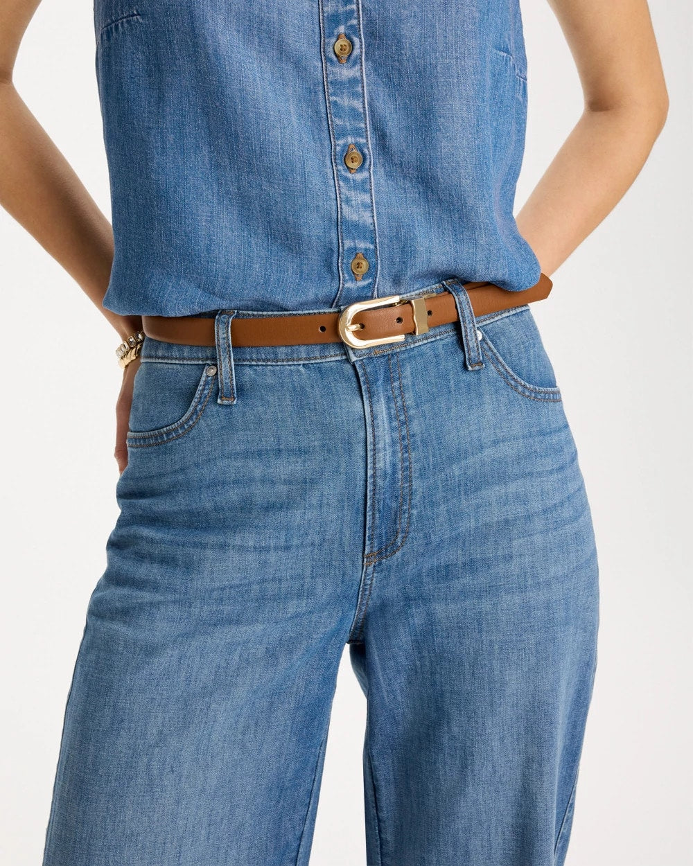 Chico's Skinny Reversible Trouser Belt Black/Brown