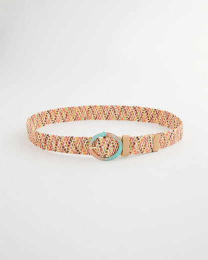 Chico's Raffia Wrapped Multi-Color Stretch Belt Multi