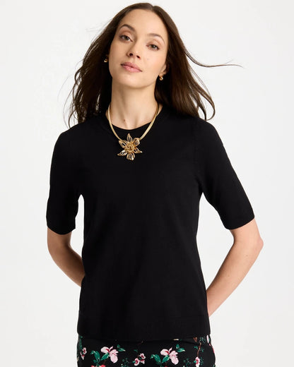 Chico's Ella Crewneck Pullover Sweater Black