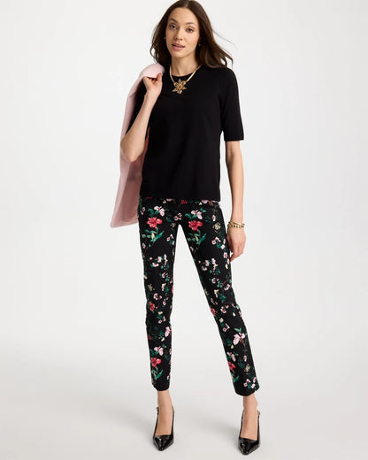 Chico's Ella Crewneck Pullover Sweater Black